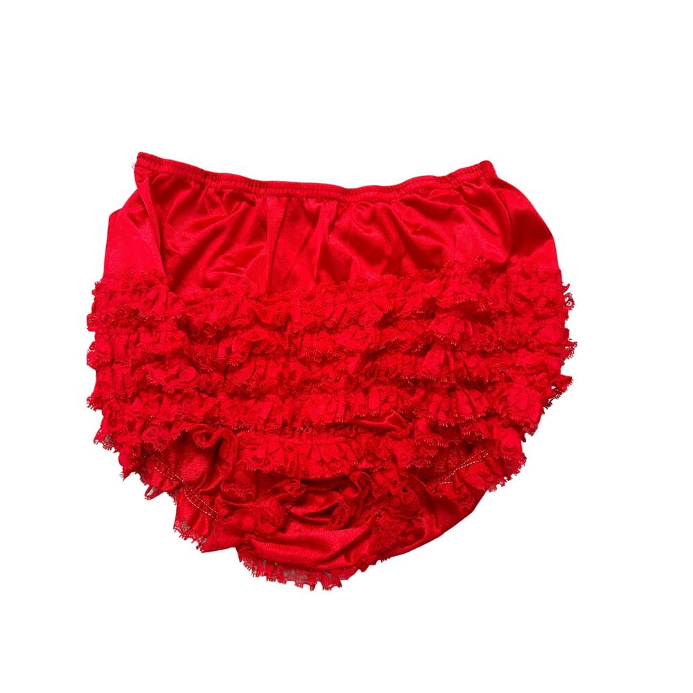 Red Malco Modes Partners Please vintage nylon panties with tiered lace ruffles